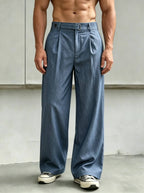 Men's Straight Leg Pleated Trousers