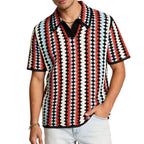 Contrast Collar Geometric Polo Shirt