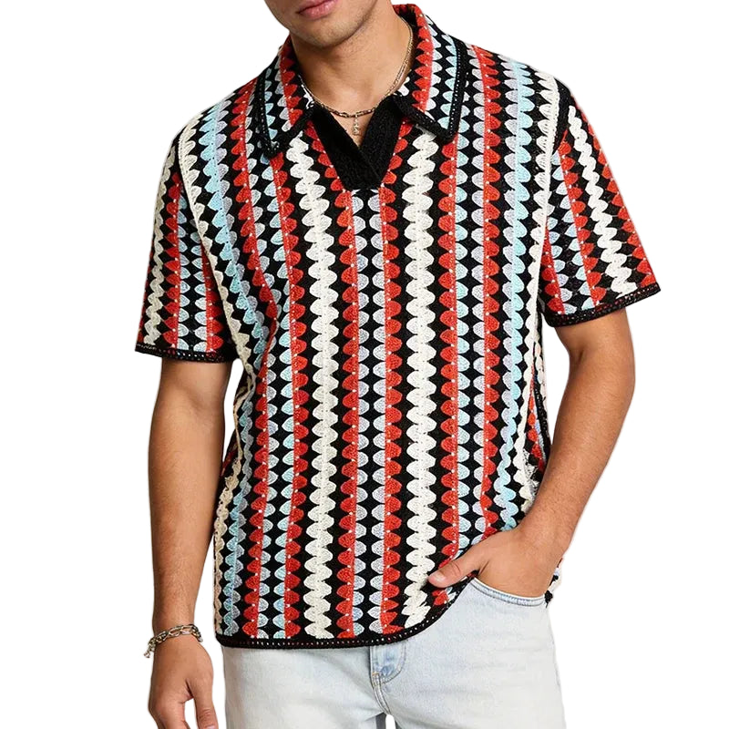 Contrast Collar Geometric Polo Shirt Main image
