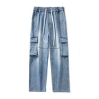 Baggy Cargo Denim Pants With Drawstring