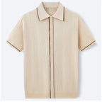 Ribbed Button Polo Shirt Men