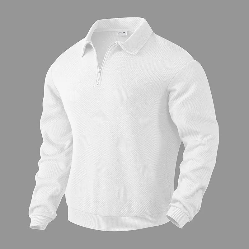 Men's Quarter Zip Polo Collar Knit Jumper