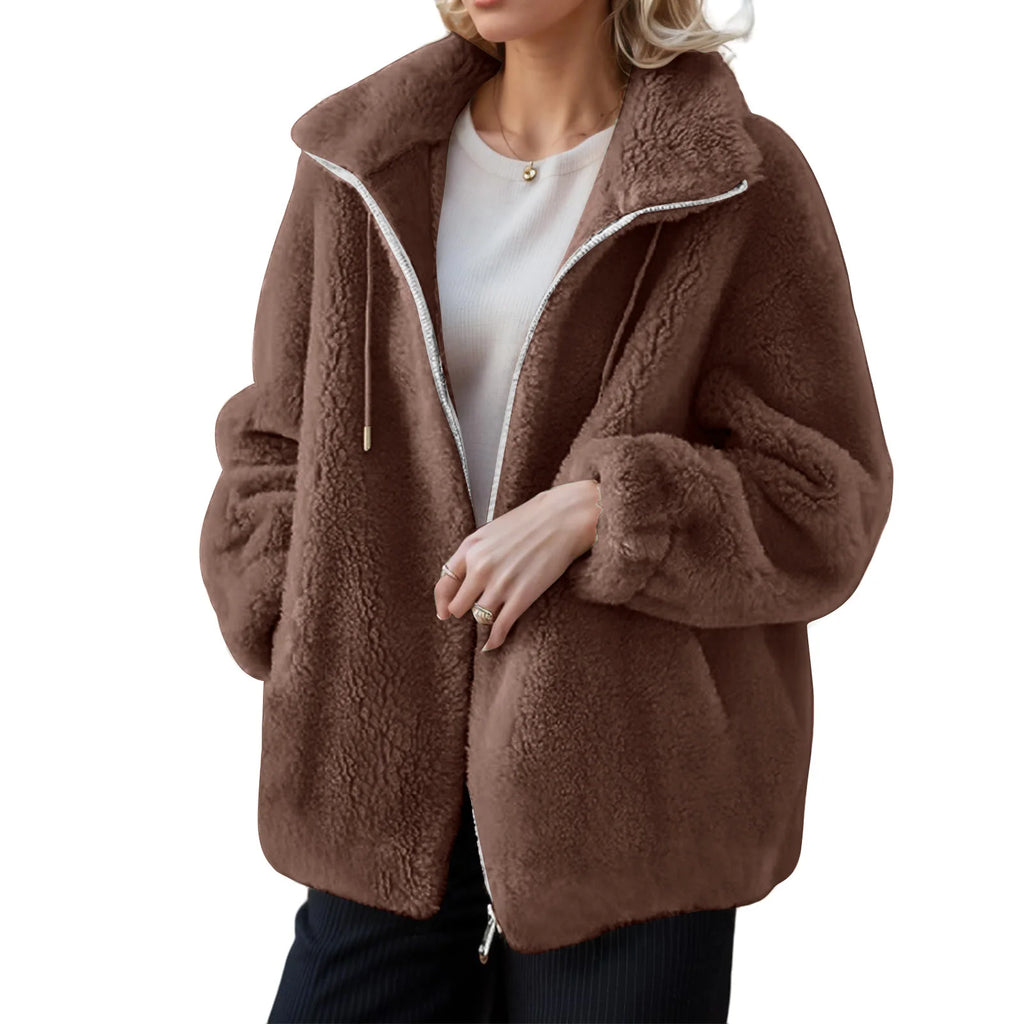 Women's Fleece Jacket – Hooded Full Zip Long Sleeve Warm Winter Coat