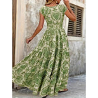 Flared Printed Long Dress Women