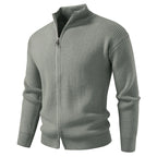 Men's Quarter Zip Knit Jumper with Ribbed Hem
