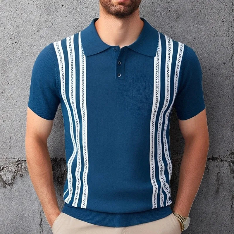 Contrast Stripe Polo Shirt Men