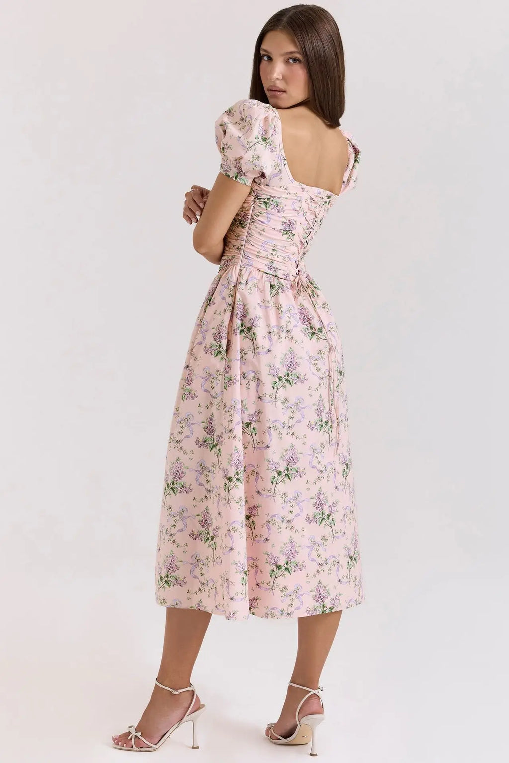 Puff Sleeve Floral Print Dress Women
