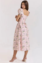 Puff Sleeve Floral Print Dress Women