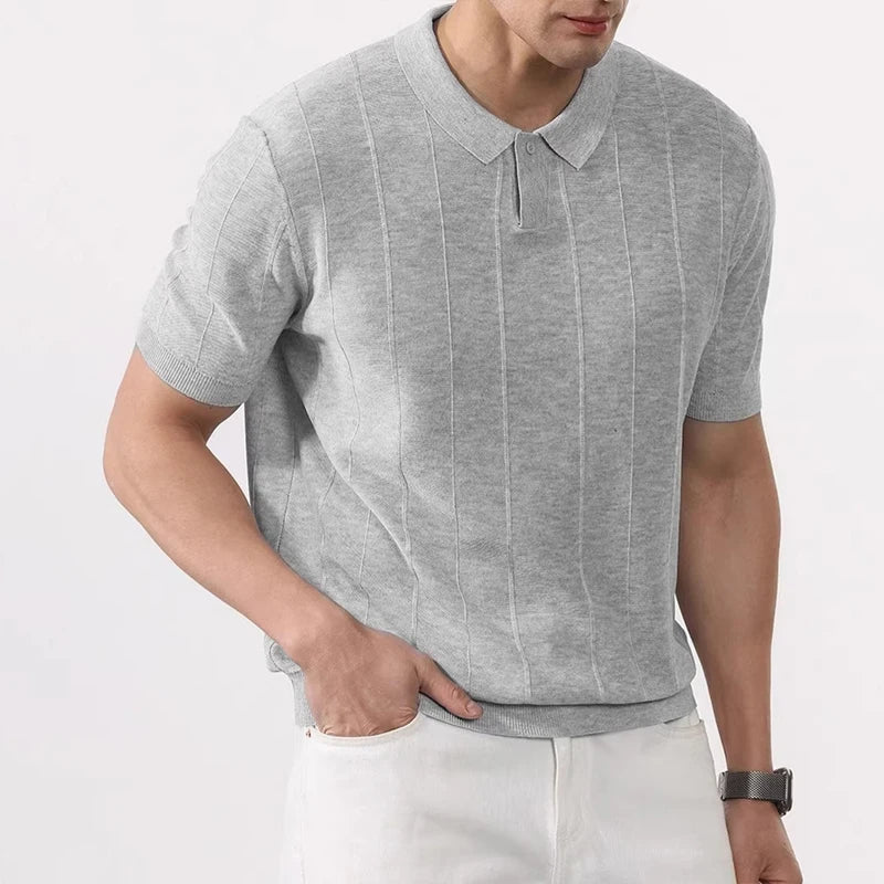Men's Polo Shirt With Vertical Detail