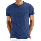 Button Placket Crew Neck Tee Shirt