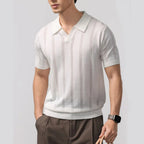 Vertical Pattern Buttonless Polo Top Men