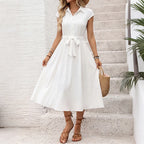 Women's Collared Flare Dress With Belt