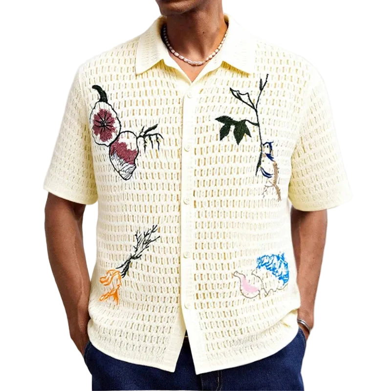 Men's Embroidered Pattern Knit Shirt Main image
