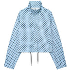 Women's Polka Dot Jacket – Cropped Hooded Zip Front Coat with Long Sleeves and Pockets