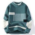 Men's Colour Block Knit Jumper with Geometric Pattern