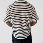 Mens Striped Camp Collar Top Shirt