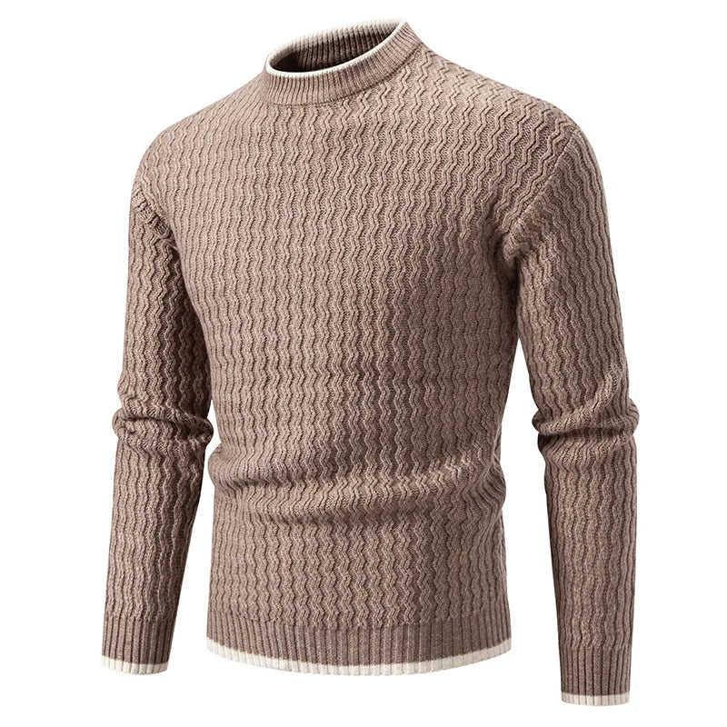 Men's Crewneck Sweater Textured Knit Long Sleeve Pullover