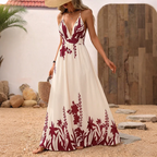 Women's Printed Deep V Maxi Dress