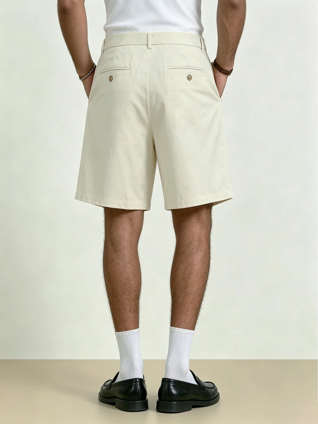 Men's Wide Leg Pleated Bermuda Shorts
