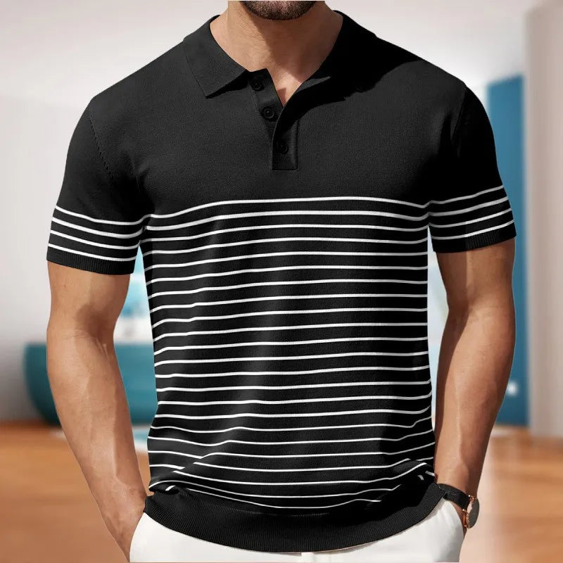 Fine Stripe Short Sleeve Polo Shirt
