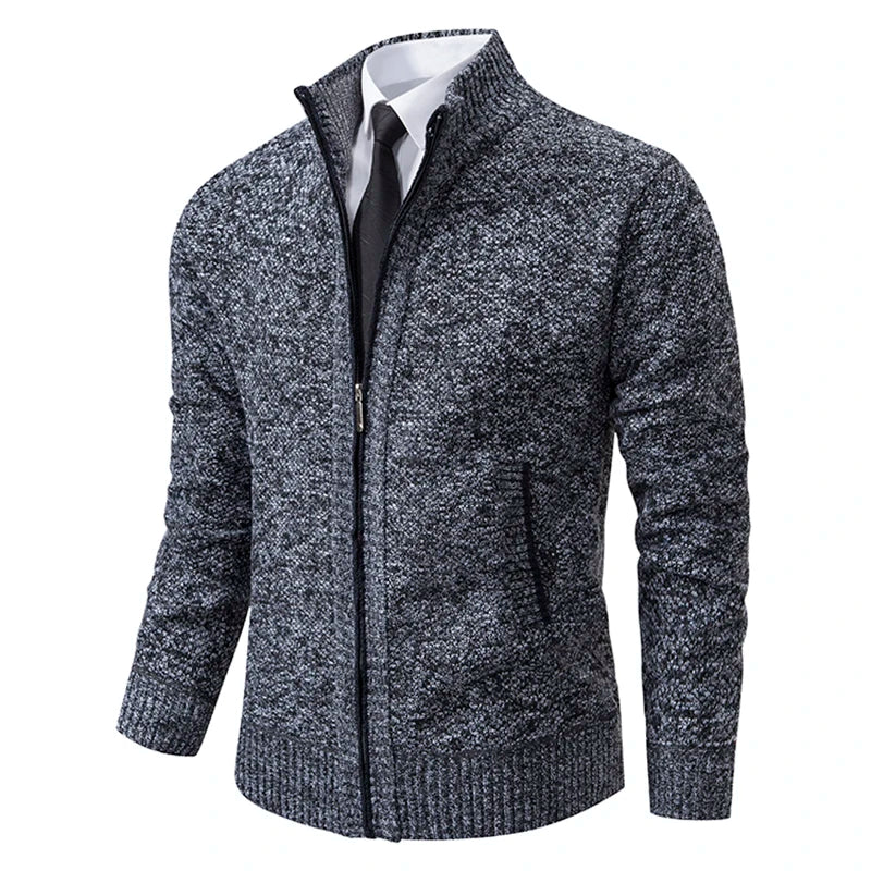 Men's Zip Up Sweater Stand Collar Full Front Jacket