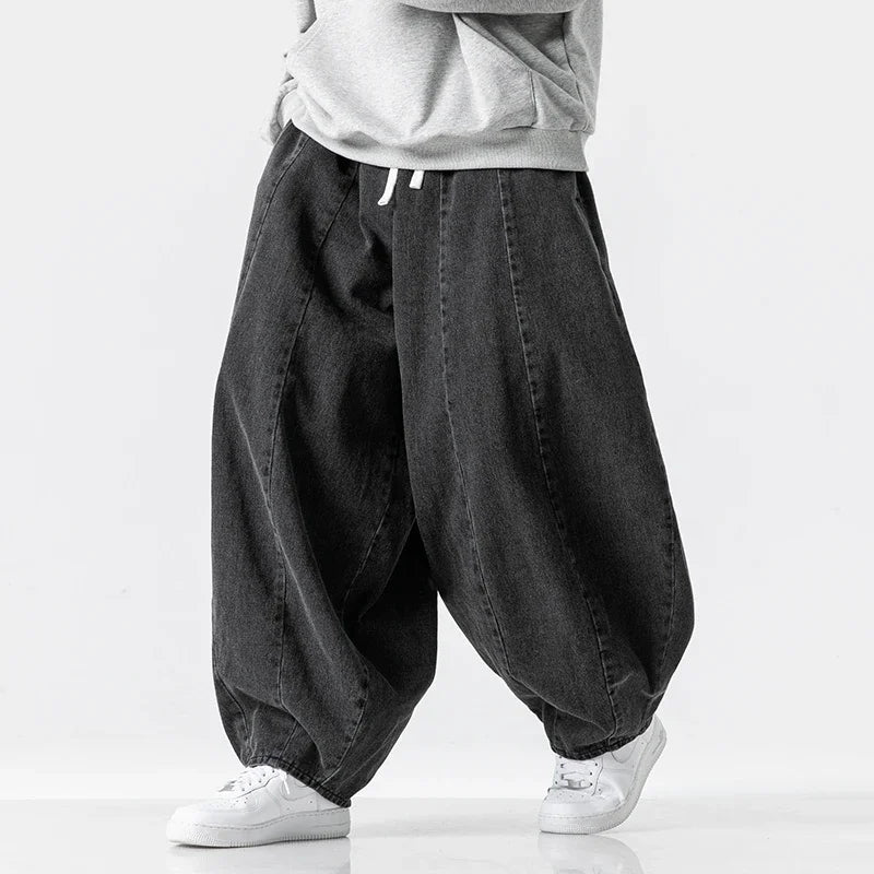 Men's Relaxed Drawstring Denim Trousers