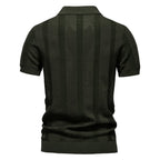 Men's Classic Polo Shirt with Short Sleeves and Textured Front