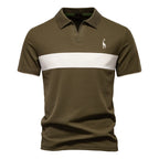 Men's Collared Polo Shirt with Chest Panel and Button Placket
