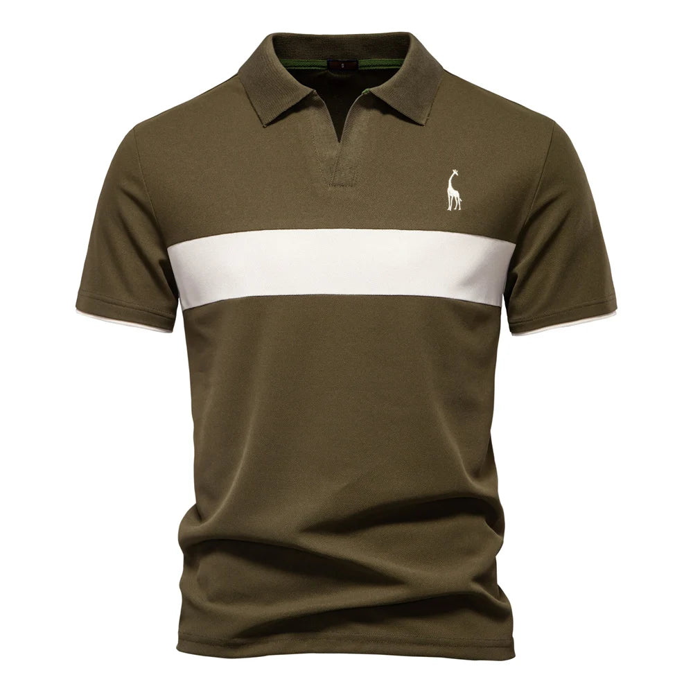 Men's Collared Polo Shirt with Chest Panel and Button Placket