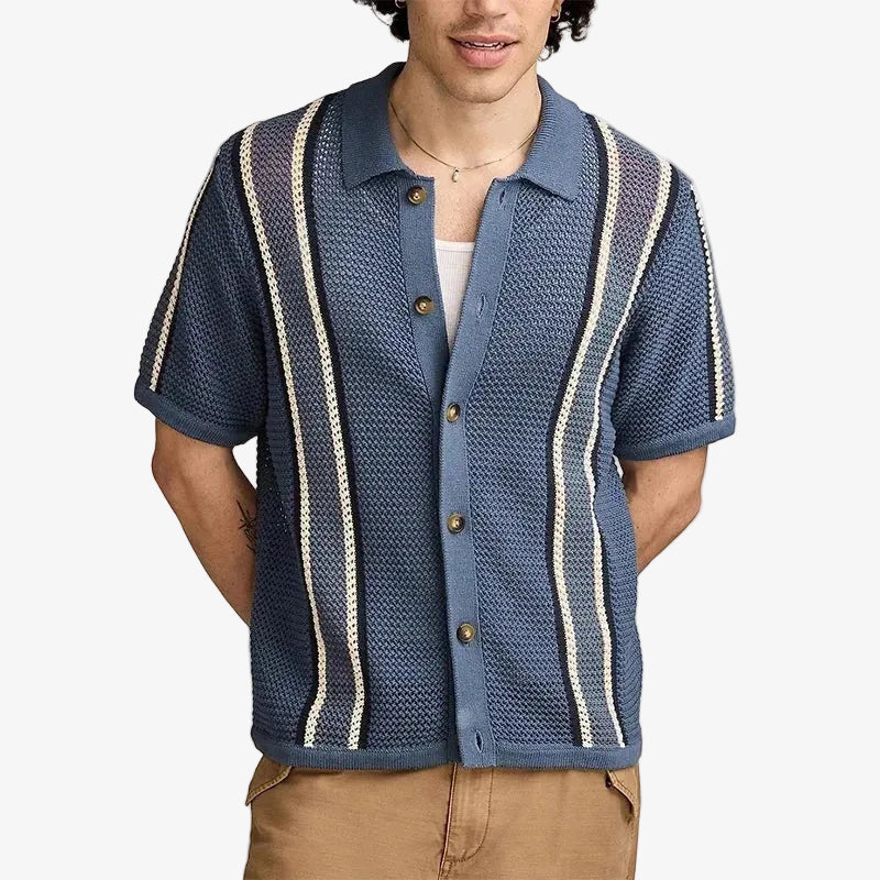 Textured Vertical Stripe Shirt Men