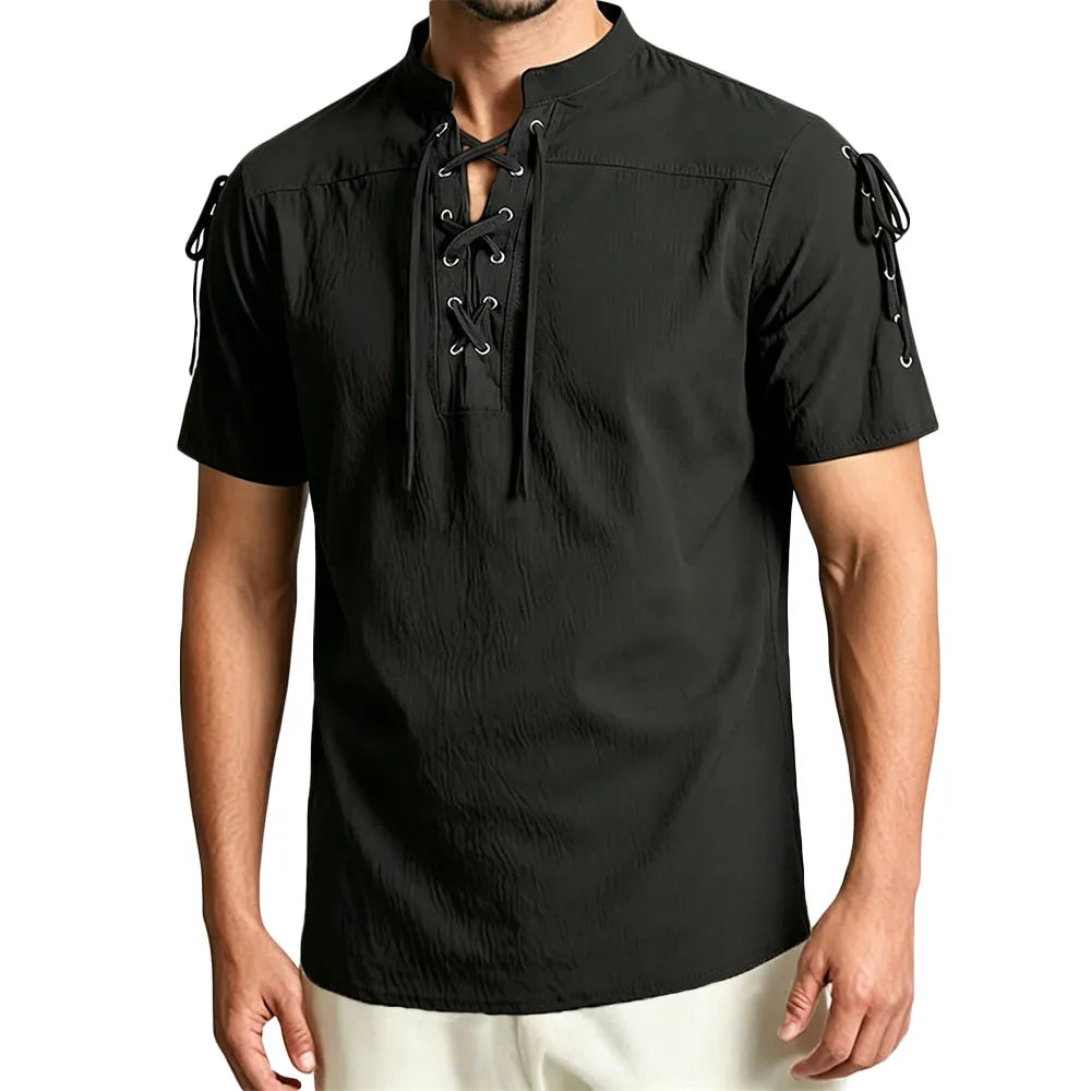 Lace Up Detail Short Sleeve Shirt