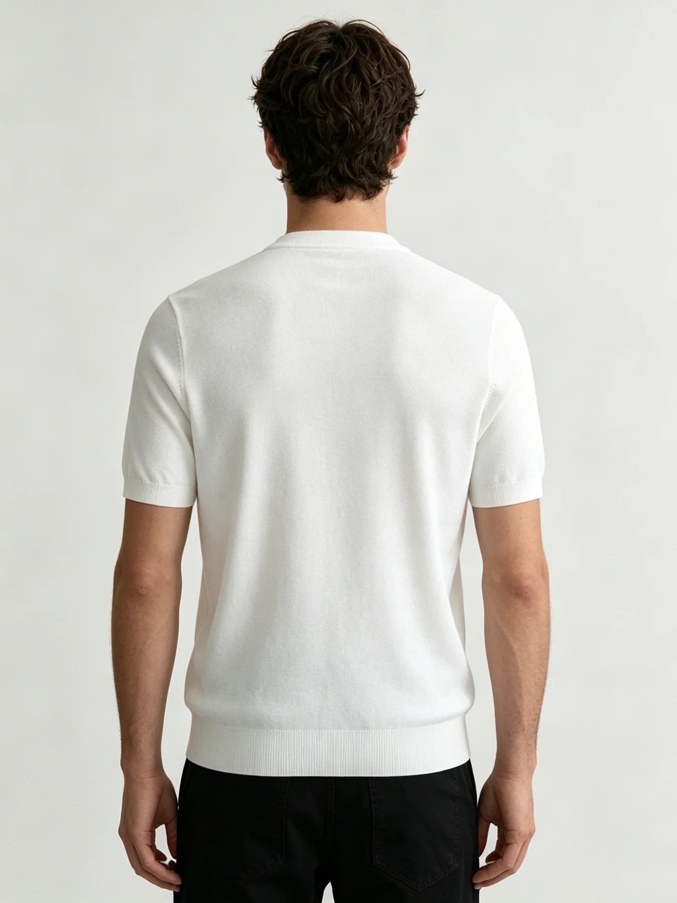 Men's Short Sleeve Cable Detail Top