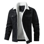 Men's Corduroy Jacket with Sherpa Lining – Long Sleeve Button Front Coat
