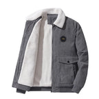 Men's Sherpa Lined Corduroy Jacket – Long Sleeve Button Up Coat with Front Pockets