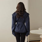 Women's Wrap Front Blazer Jacket with Belted Waist – Long Sleeve Peplum Top