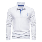 Men's Classic Collared Long Sleeve Polo Shirt with Embroidered Detail