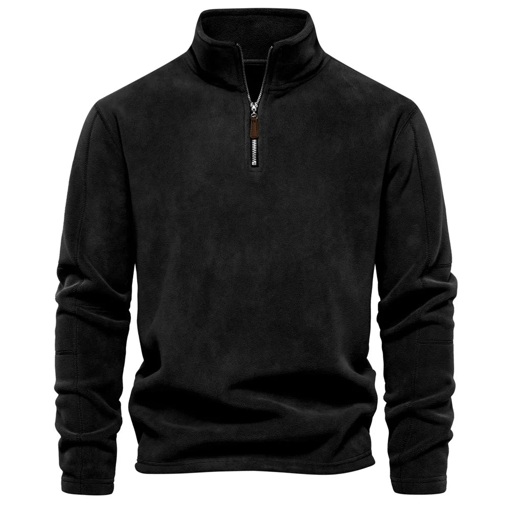 Men's Quarter-Zip Pullover Sweatshirt – Long Sleeve Mock Neck Jumper Top