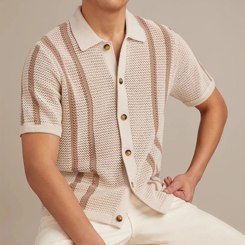 Textured Vertical Stripe Shirt Men