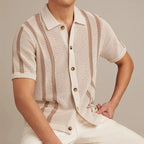 Textured Vertical Stripe Shirt Men