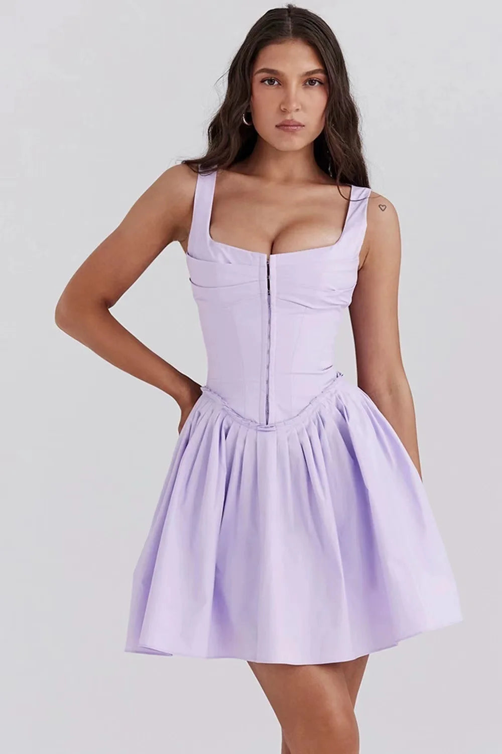 Women's Corset Lace Up Mini Dress With Straps