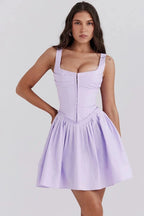 Women's Corset Lace Up Mini Dress With Straps
