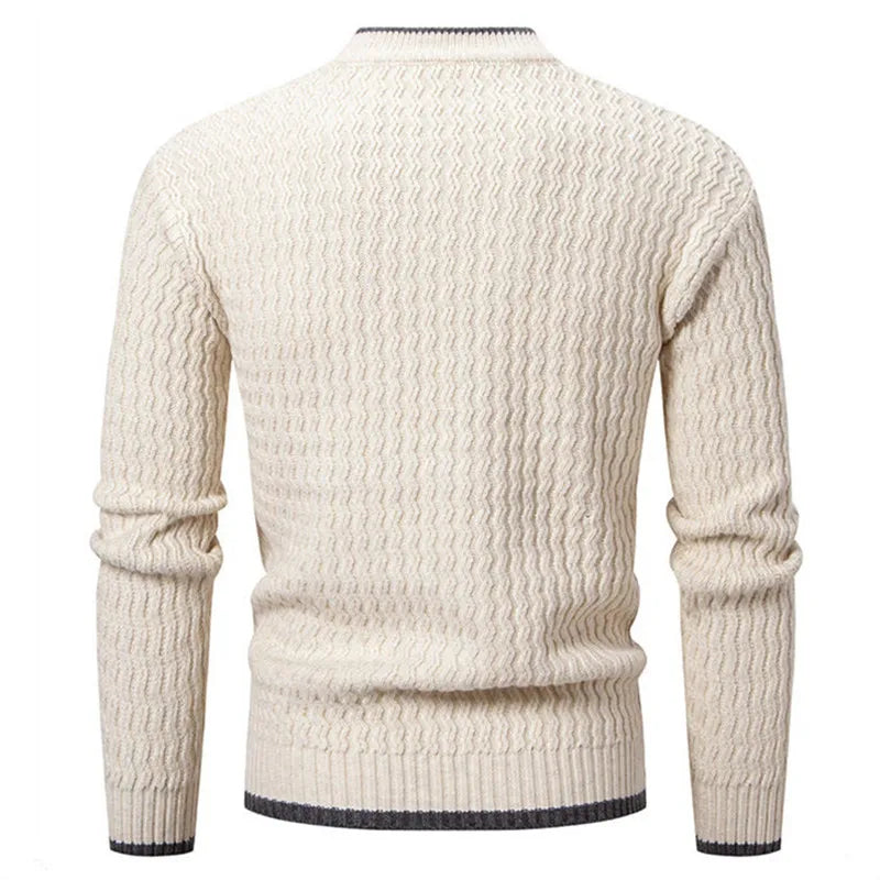 Men's Crewneck Sweater Textured Knit Long Sleeve Pullover