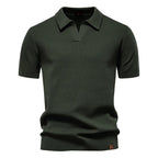 Men's Classic Short Sleeve Polo Shirt with Textured Pattern