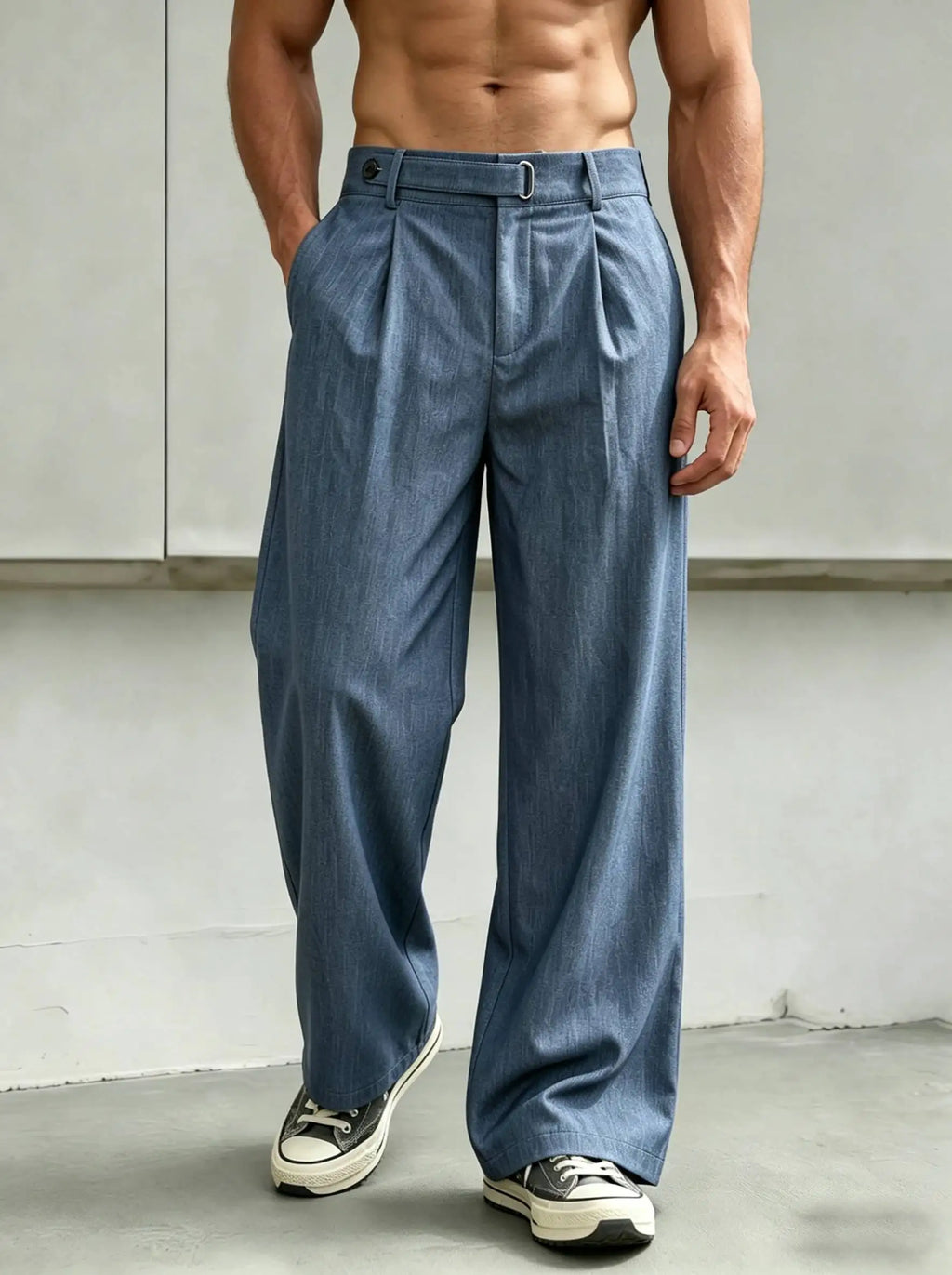 Men's Straight Leg Pleated Trousers