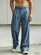 Men's Straight Leg Pleated Trousers