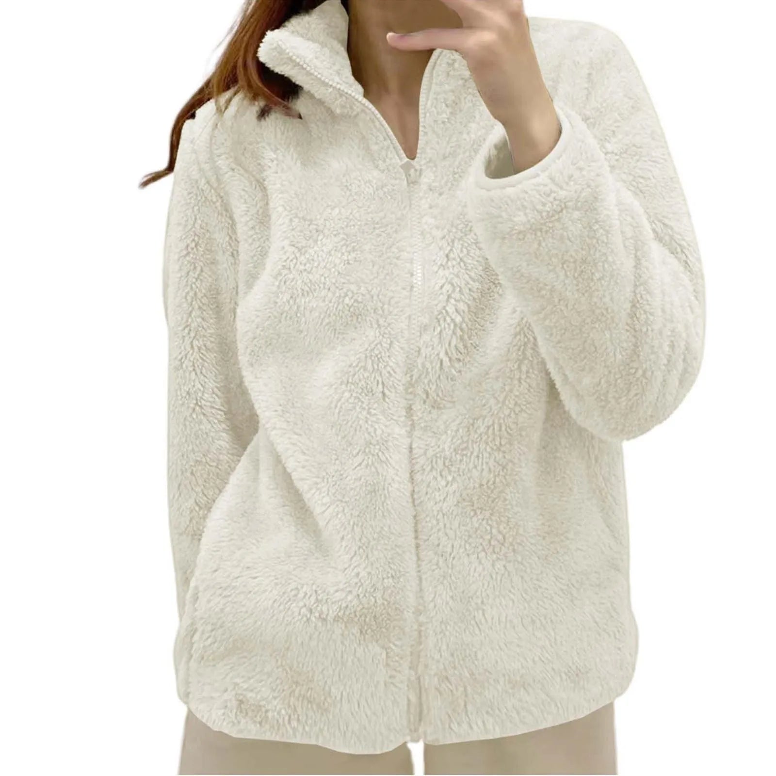 Women's Fleece Quarter Zip Pullover – Long Sleeve High Neck Sweatshirt
