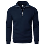 Men's Zip Neck Jumper with Ribbed Cuffs