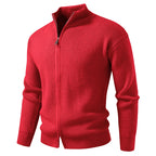 Men's Quarter Zip Knit Jumper with Ribbed Hem