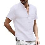 Men's Short Sleeve Henley Pullover Shirt