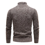Men's Turtleneck Knit Sweater Ribbed Cuffs And Hem